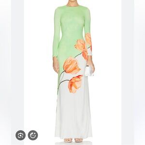 Alice + Olivia NWT Mint Green and White Floral Long Sleeve Dress
